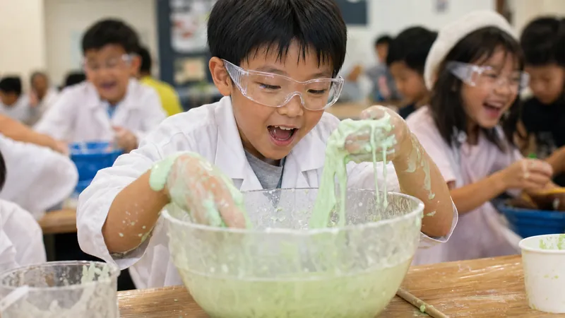 Children exploring food science at camp